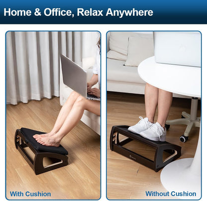 StrongTek Ergonomic Under Desk Footrest, 3 Adjustable Heights Wooden Office Footrest, Large Anti-Slip Surface, Improves Posture and Blood Circulation, up to 400lbs (Natural)