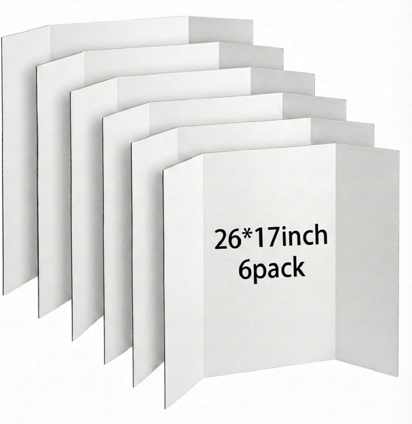 Trifold Poster Board, 24" x 16", 6-Pack, White Corrugated Project Boards for Science Fairs, School Projects, Event Displays, Business Presentations, Easy to Fold & Reusable