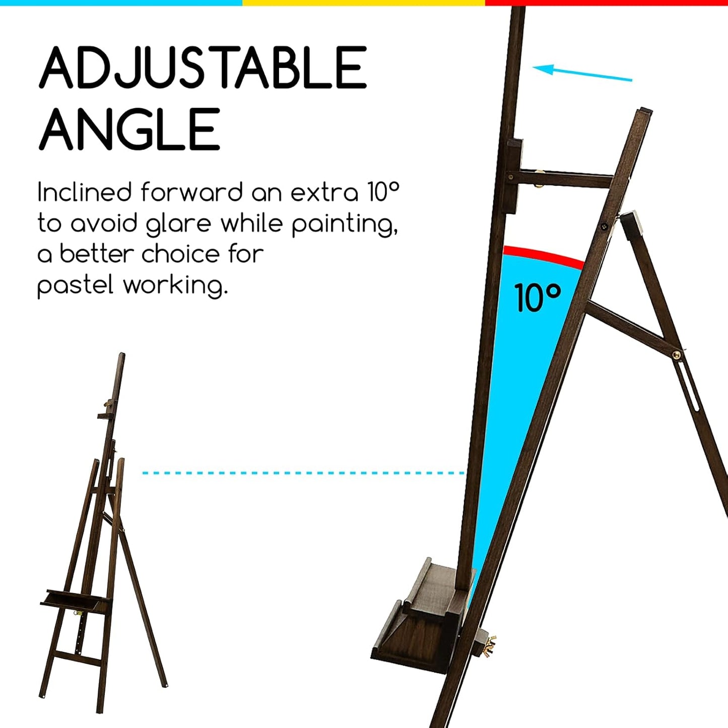MEEDEN Large Painters Easel Adjustable Solid Beech Wood Artist Easel, Studio Easel for Adults with Brush Holder, Holds Canvas up to 48" - Walnut