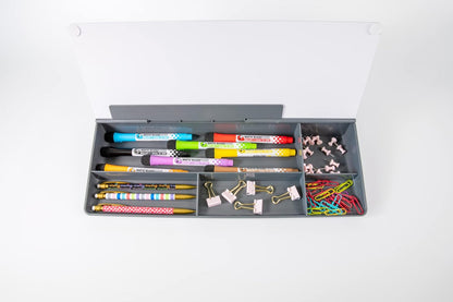 Glassboard Studio Glass Dry Erase Doodle Tray for Desktop Office Supply Storage - Marker and Eraser Included (8 Markers, White)