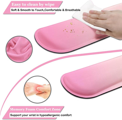 Keyboard Wrist Rest, BamLue Memory Foam Pad Set for Easy Typing & Pain Relief for Laptop, Office & Home, Ergonomic Sets for Keyboard, Gel Mouse Wrist Rest, Smooth Fiber Cushion Wrist Support-Black