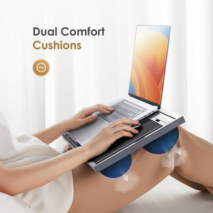Adjustable Lap Desk for Laptop-Fits Laptops up to 15.6 Inch, Bed Desk Tray Table with Cushion, 8 Angles, Mouse Pad & Cellphone Slot, Laptop Desk for Bed, Office,Car or Couch