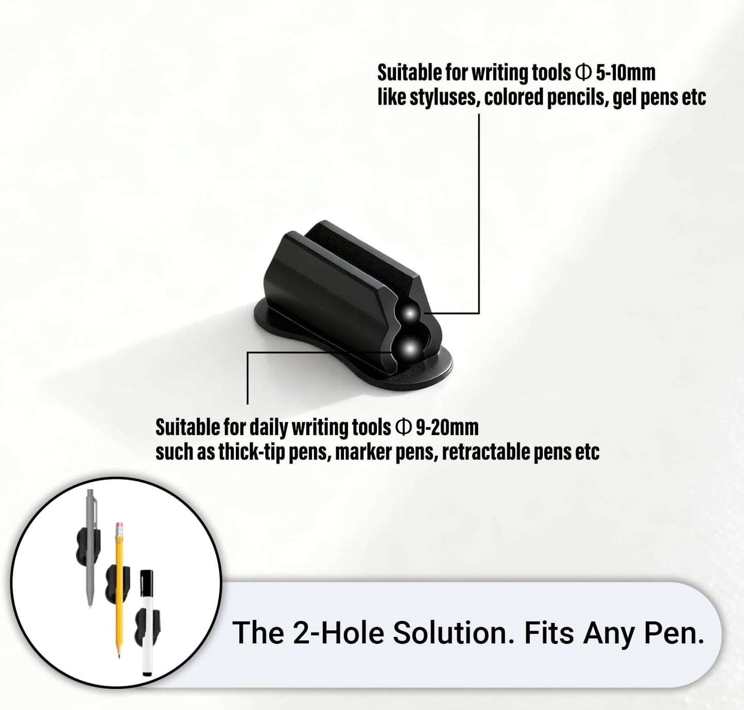 Adhesive Pencil Holder for Desk, Pen Holder for Desk, Sticky Marker and Stylus Holder, Desk Accessories for Office Classroom