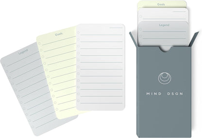 Undated Daily Planner To Do List Notepads and Walnut Stand - 120 Checklist Cards, 10 Goal Cards - Perfect Note Pads for Work Desk or School - ADHD Office Accessories - Productivity Task Analog