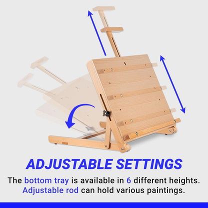 Falling in Art Beechwood Tabletop Easel, Wooden Drawing Board Easel, Adjustable Desktop Easel for Artists and Beginners, Suitable for Painting and Displaying Artwork