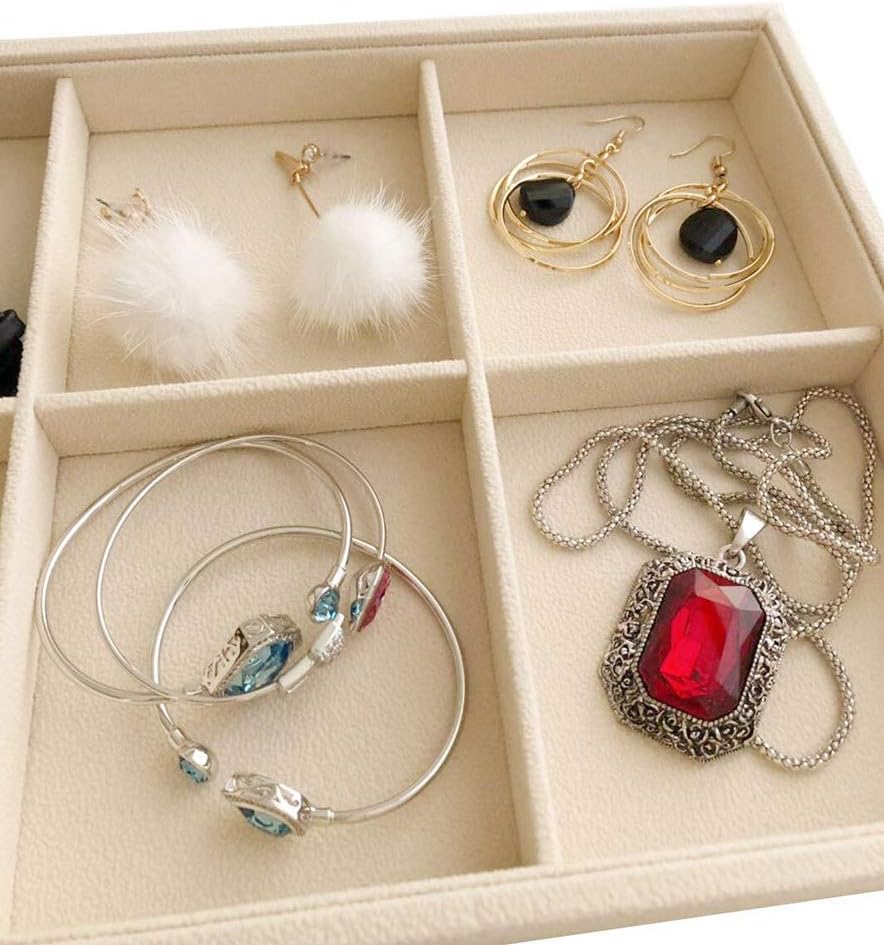 Velvet Sunglasses Organizer Tray 4 Slot, Stackable Eyewear & Glasses Display Case, Premium Beige Velvet, Scratch-Free Lining, Drawer Insert for Dressing Table Vanity Home Retail Trade Show