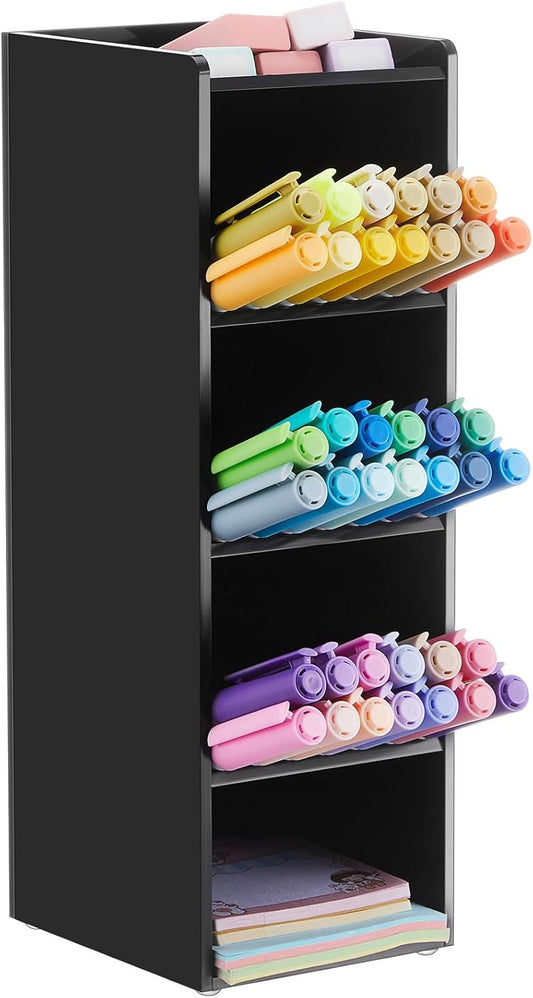 MotiMind Acrylic Pen Organizer Storage for 250 Markers Vertical Marker Organizer Acrylic Pen Display Holder for Office Desk Desktop Stationery Pencil Storage, Clear, 13 x 4 x 12.4 Inch