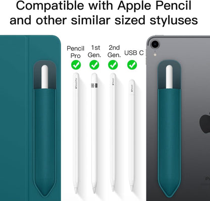 MoKo Pencil Holder Sticker Fit Apple Pencil Pro, Apple Pencil (USB-C), iPencil 1st/2nd Generation, Elastic Pencil Pocket Pouch Adhesive Sleeve Attached to iPad Case for Stylus Pens,Black