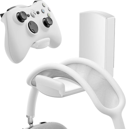 Sticky Headphone Stand Controller Holder - EURPMASK Upgraded Adhesive Gaming Headset Hook, Headphone Holder for Desk with Soft Rubber Pads, Universal PC Gaming Accessory Controller Headset Stand,Black
