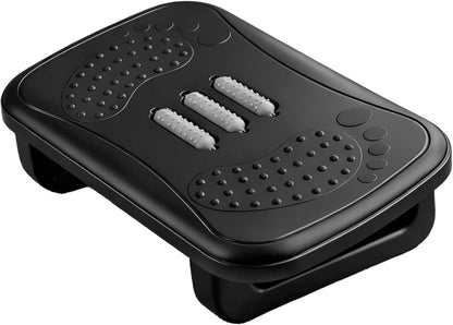 Ergonomic Foot Rest with Massage Rollers - Non-Slip Desk Foot Stool for Office/Home, Fixed-Angle Cushioned Support Improves Posture & Circulation, Under Desk Comfort for Long Sitting Sessions