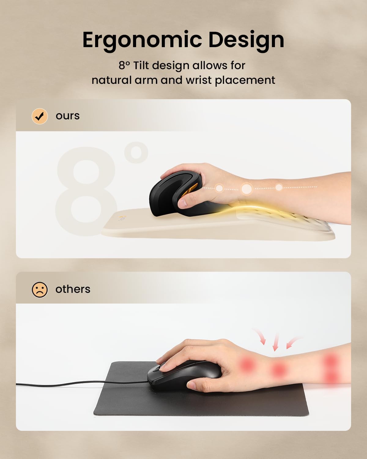 ProtoArc Ergonomic Mouse Pad with Wrist Rest, MP50 Mousepad with Massage Design, Soft Memory Foam and Non-Slip PU Base for Pain Relief, Desk, Home, Office, 12x8 Inches, Black