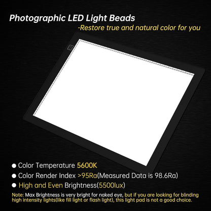 Slide Viewer Light Box 5600K 12”x8” Ultra-Thin Adjustable Brightness Backlight for Slides and Film Negative Scanning