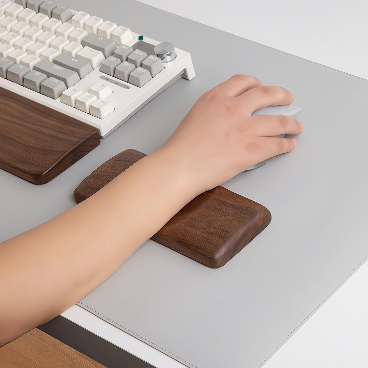 Walnut Wood Keyboard Wrist pad - Ergonomic Design for Wrist Fatigue Relief, Compatible with Most Keyboards & Laptops, Anti-Slip Base for Programmers & Gamers (Walnut Wood, 87 Key)