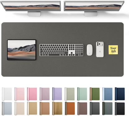 YSAGi Leather Desk Pad Protector, Office Desk Mat, Large Mouse Pad, Non-Slip PU Leather Desk Blotter, Waterproof Laptop Desk Writing Pad for Office and Home (23.6" x 13.8", Eggshell) - Colors A