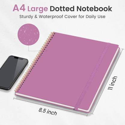 Taja Spiral Lined Notebook, 8.5"x11" Notebooks for Work, Large A4 Journal for Women & Men, College Ruled Journaling Notebook for Writing, Plastic Cover Spiral Journal, Purple