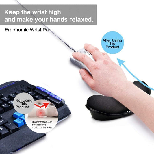 Memory Foam Mouse, Keyboard Wrist Rest Pad Anti-Skid Mousepad Support Mat for Office Computer Laptop Mac- Durable Comfortable Lightweight Easy Typing Pain Relief (Gray)