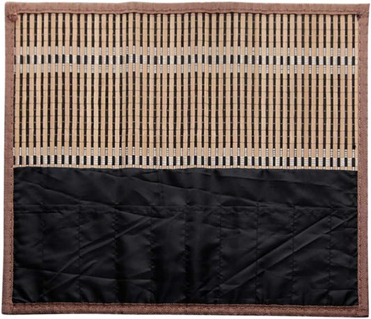 NUOBESTY Roll-up Bamboo Brush Holder Portable Calligraphy Pen Storage Organizer Writing Brush Holder for Painters Artist Students