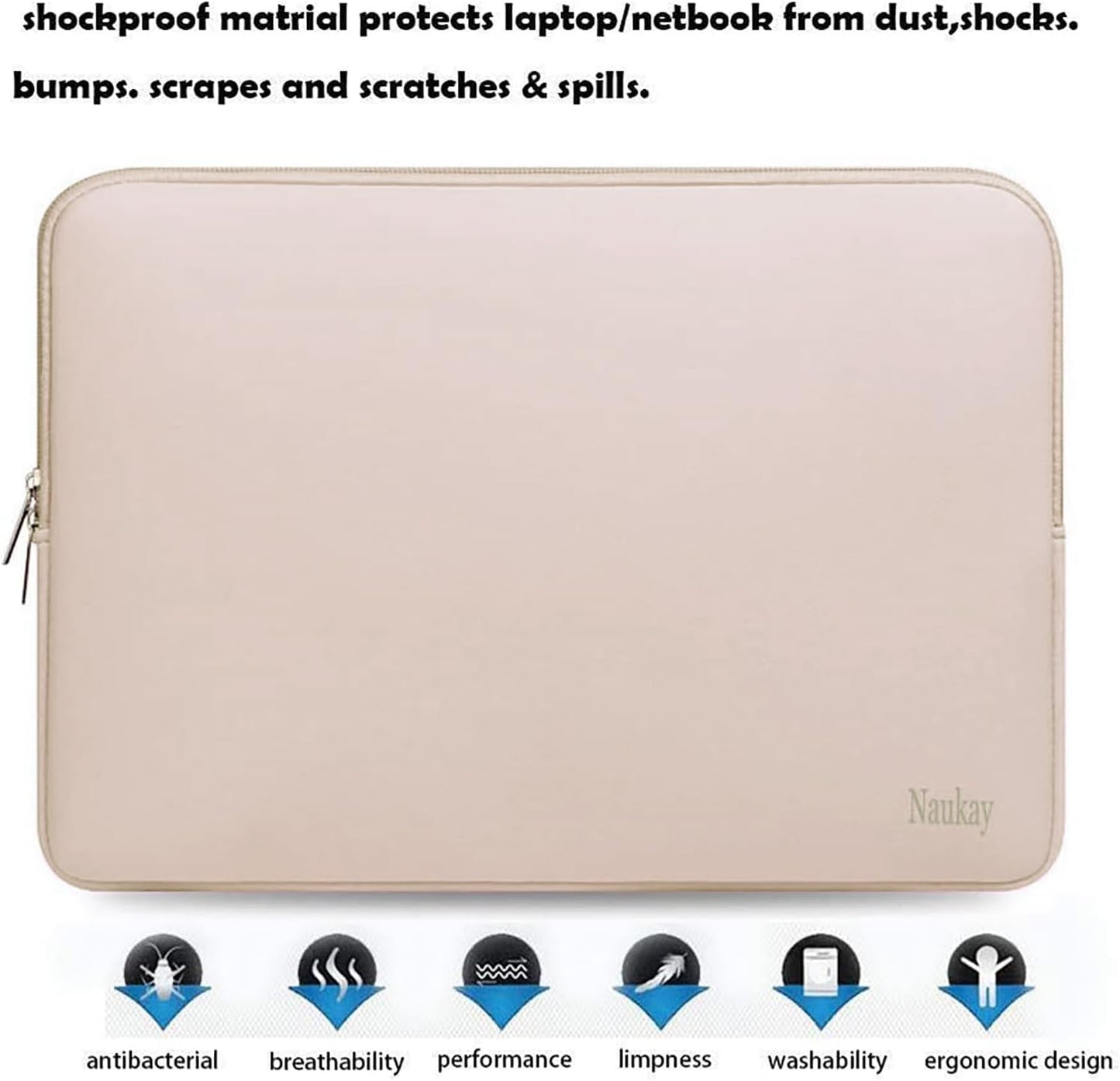 Naukay Laptop Sleeve Case, 15.6 Inch,Resistant Neoprene Notebook Computer Pocket Case/Tablet Briefcase Carrying Bag Compatible Asus/Dell/Fujitsu/HP/Sony/Toshiba/Acer- (Black)