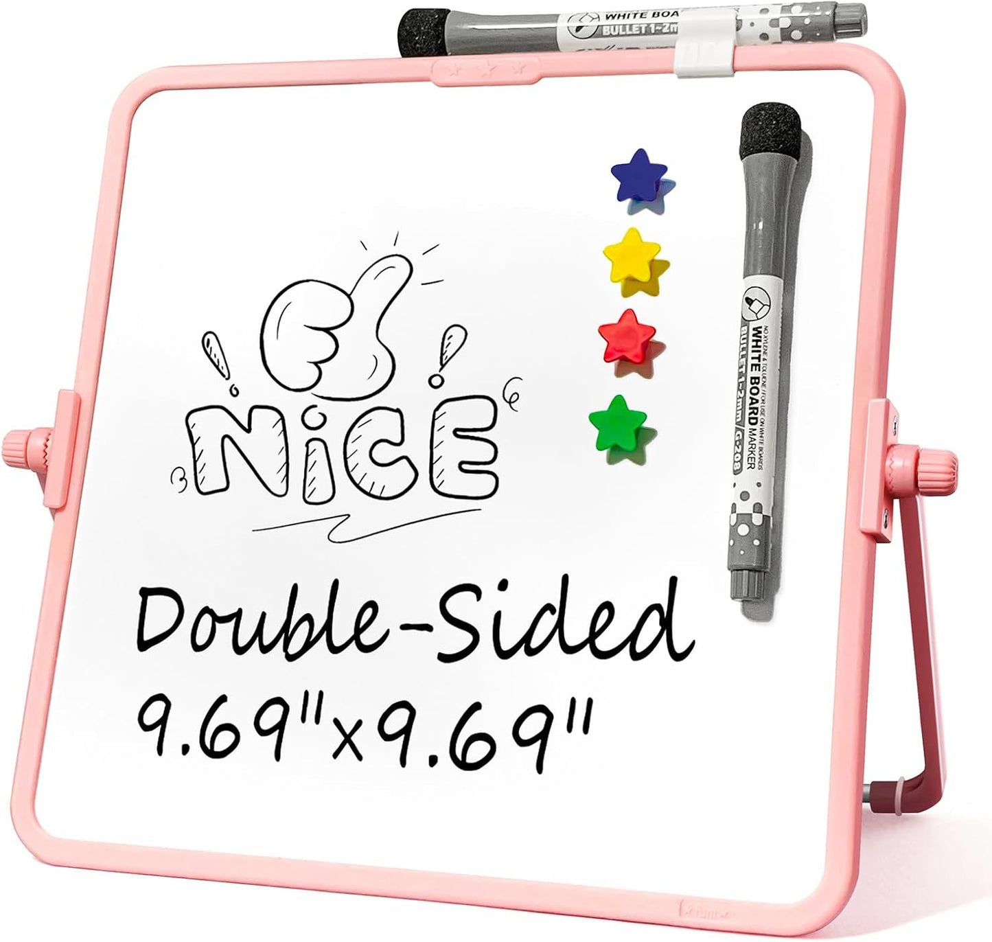 Colorful Dry Erase White Board 8.3x11in, Magnetic Desktop Board with Stand, 2 Markers (Eraser Head), 4 Magnets - Double-Sided Easel for Daily Planning, Memo, Office/Home/School (Blue)