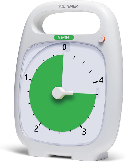 TIME TIMER Plus 20 Minute Desk Visual Timer - Countdown Timer with Portable Handle for Classroom, Office, Homeschooling, Study Tool with Silent Operation (White)