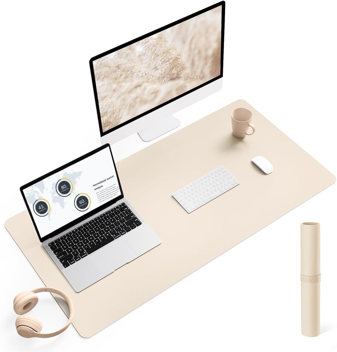 YSAGi Non-Slip Leather Desk Pad, Waterproof Laptop Computer Desk Keyboard Mat, Table Protector Blotter Mat, Large Mouse Pad for Office/Work/Home/Decor(Black, 31.5" x 15.7")