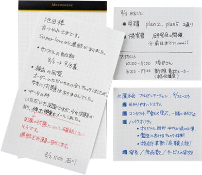 Maruman Mnemosyne Lined Notebook- Vertical A5, 5.83" x 8.27", 70 Sheets / 140 Pages, 7mm College Ruled With Center Line Journal, Perforated Pages & Wire-Bound to Lay Flat, Black, Made in Japan - Colors B