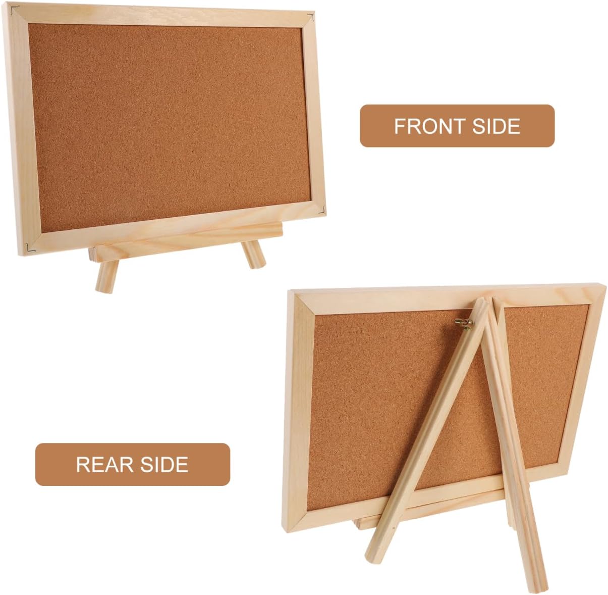 MAGICLULU Double-Sided Cork Bulletin Board with Wooden Frame Wooden Message Board with Easel Stand for Notes, Photos and Displays 11.81x7.87 Inch