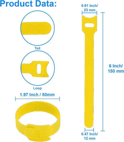 California JOS 60 PCS 6 Inches Reusable Cable Ties, Wire Ties, Cord Organizer, Cable Organizer, Adjustable Cable Management - White