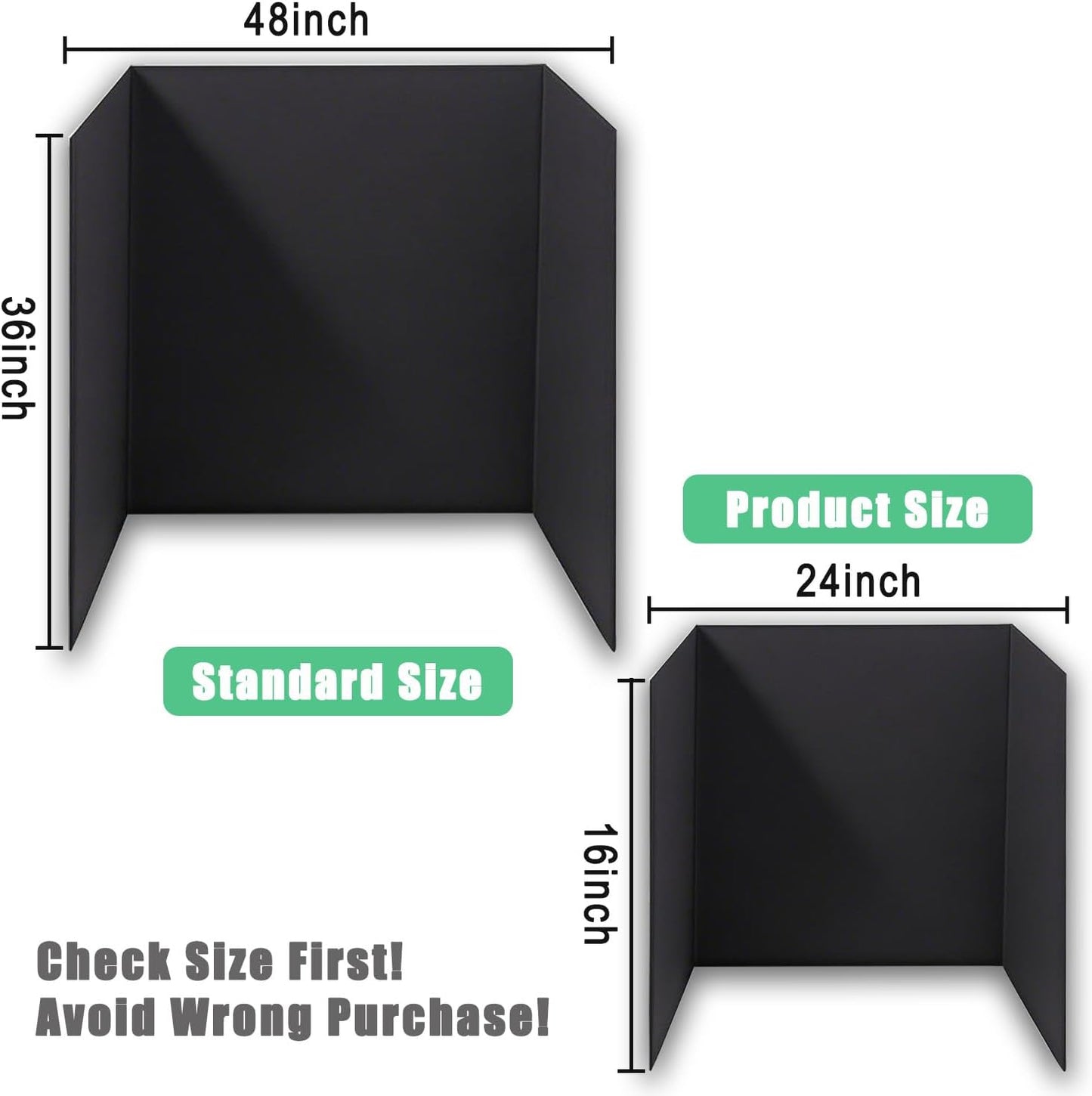 3-Pack Black Trifold Display Boards, 24 x 16 Inches Tri-Fold Corrugated Presentation Boards for Classroom Projects, Science Fairs, Business Events, and Exhibits