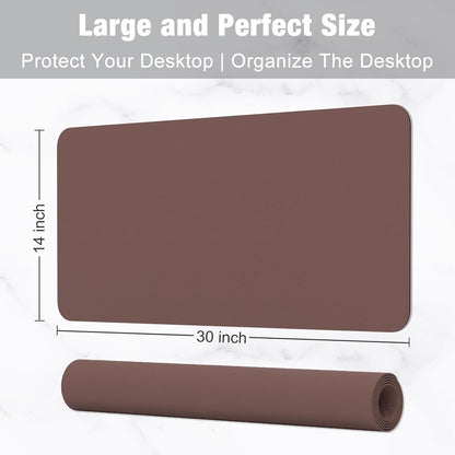 Hsurbtra Desk Pad, 23.6" x 13.8" PU Leather Desk Mat, M Extended Mouse Pad, Waterproof Desktop Blotter Protector, Non-Slip Ultra Thin Small Laptop Keyboard Writing Mat for Office Home, Pink