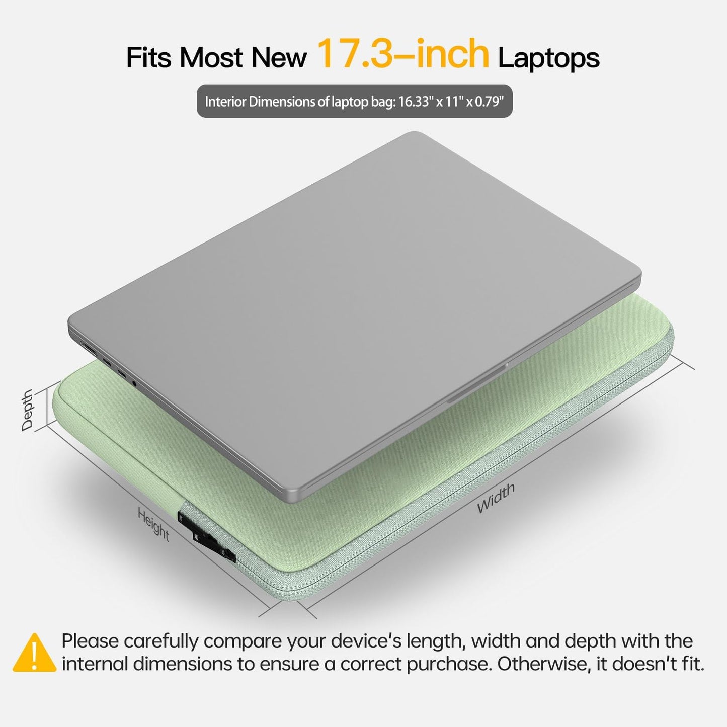 17 17.3 inch Laptop Sleeve Case for HP 17.3 inch Laptop/HP Envy 17 / Pavilion 17, Dell Inspiron 17, Lenovo Ideapad 17.3, ASUS Vivobook 17, 17-in Water-Resistant Computer Notebook Bag