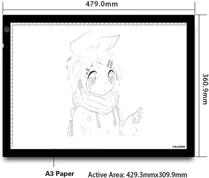 Huion A3 Thin Light Box LED Light Pad Light Tracer for Artcraft Tracing Animation Drawing Sketching Calligraph