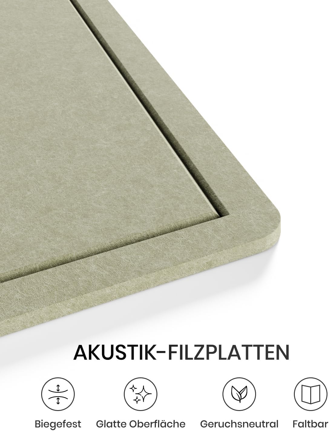 Fluxynara Bulletin Board, 23.6" x 17.5" Cork Board Alternative with 12 Safe Removable Adhesive Tabs, Foldable Felt Pin Board for Home Office, Classroom, Bedroom,Entryway for Walls—Sage