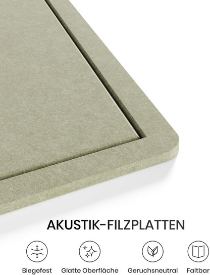 Fluxynara Bulletin Board, 23.6" x 17.5" Cork Board Alternative with 12 Safe Removable Adhesive Tabs, Foldable Felt Pin Board for Home Office, Classroom, Bedroom,Entryway for Walls—Sage
