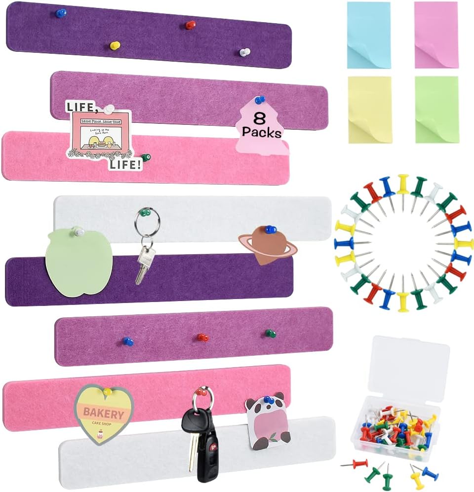 Vuzvuv Black 28"x16" Large Cork Board with 50 Push Pins & Sticky Notes, Self-Adhesive Bulletin Board for Wall, Felt Pin Vision Board for Paste Notes,Schedules Offices Home