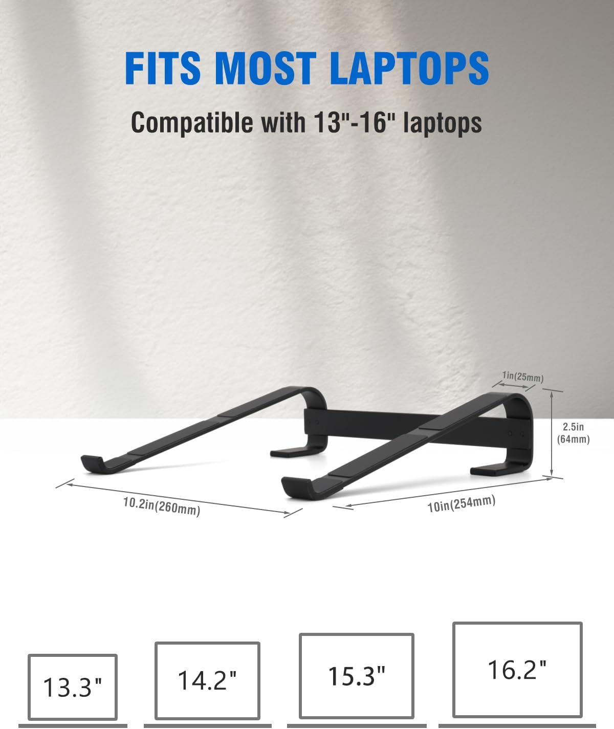 Ventilated Laptop Stand for Desk, Ergonomic Aluminum Laptop Riser, Computer Stand for Laptop, Compatible with MacBook Air Pro, Dell, HP, More 11-17.3 Inches Notebook, Work from Home (Silver)