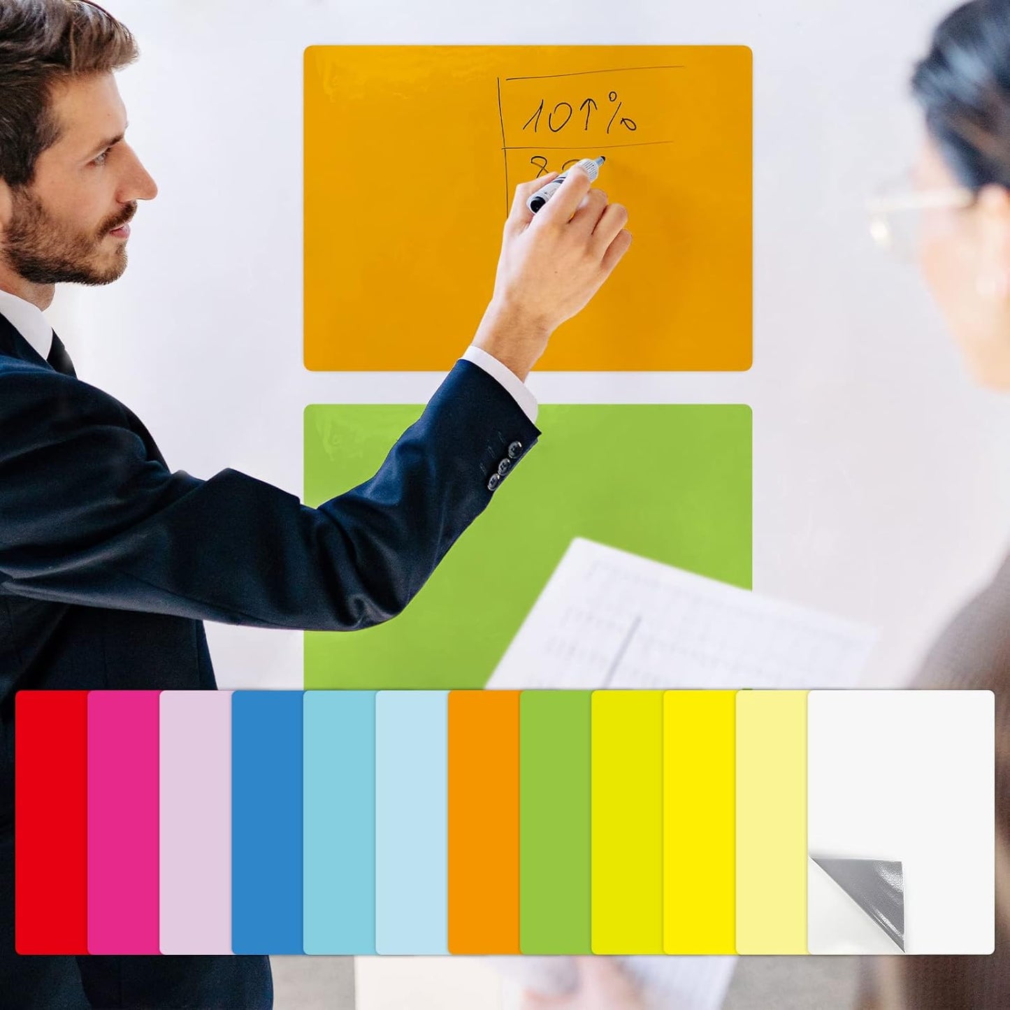 Dry Erase Board Sticker- Whiteboard Stickers-8.27''x11.69'' Removable Dry Erase Sheets- Fridge Dry Erase Paper for Wall/Desk/Refrigerator/Door/Locker/Home/Office/Classroom (White-2Pcs)