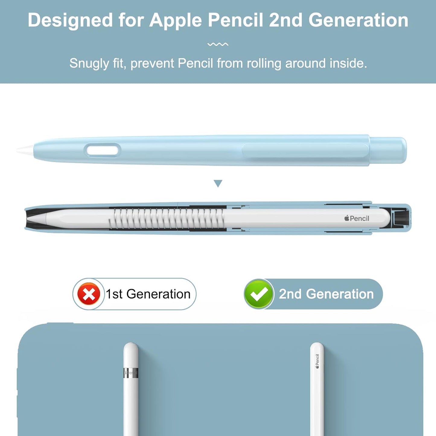 MoKo Holder Case Compatible with Apple Pencil 2nd Generation, Retractable Protective Apple Pencil Cover with Sturdy Clip, Hard PC Apple Pencil Case, Support Double-Tap, Dark Purple