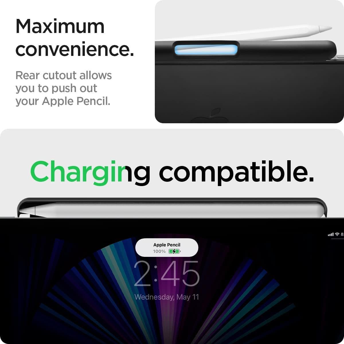 Spigen Pencil Holder for Apple Pencil Pro, 2nd Gen, Lenovo Yoga Pen, Galaxy S Pen, Compatible with Magic Keyboard, Smart Keyboard, Smart Folio, Magnetic iPad Cases, Wireless Charging Safe, White
