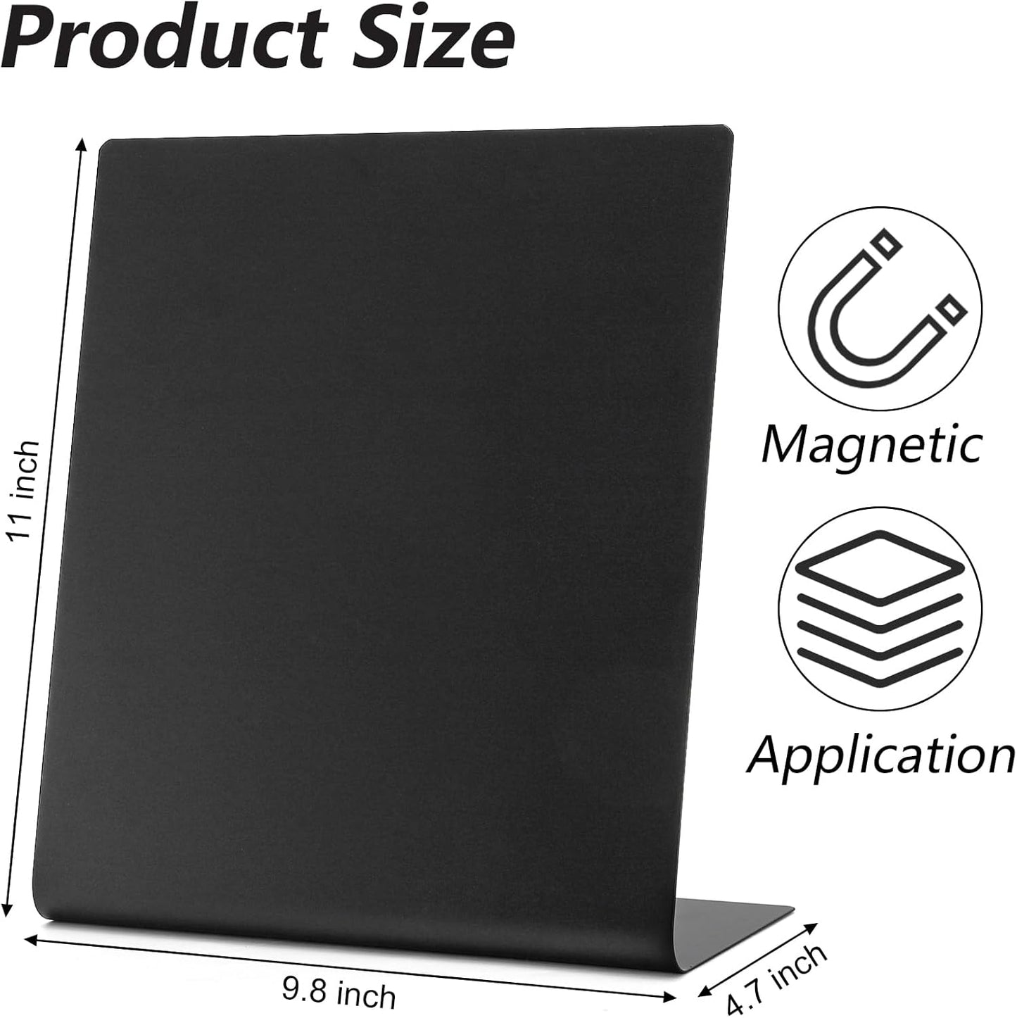 Bekith 2 Pack Magnetic Bulletin Board with Easel Stand, 11 x 9.8 Inch Magnetic Metal Board for Tabletop, Memo Display Board for Home, School, Kitchen, Office, Black