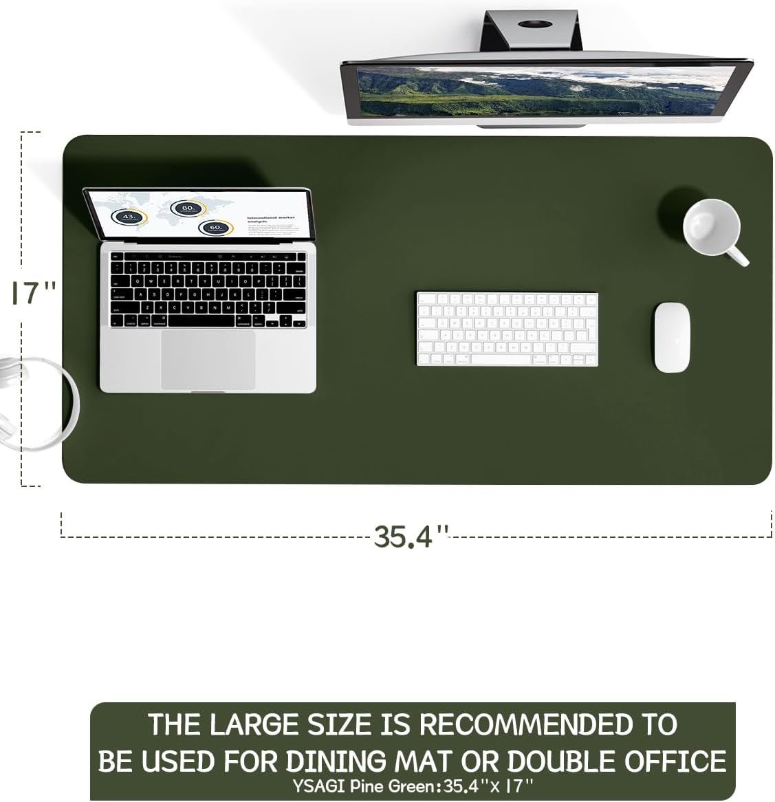 YSAGi Non-Slip Leather Desk Pad, Waterproof Laptop Computer Desk Keyboard Mat, Table Protector Blotter Mat, Large Mouse Pad for Office/Work/Home/Decor(Black, 31.5" x 15.7")