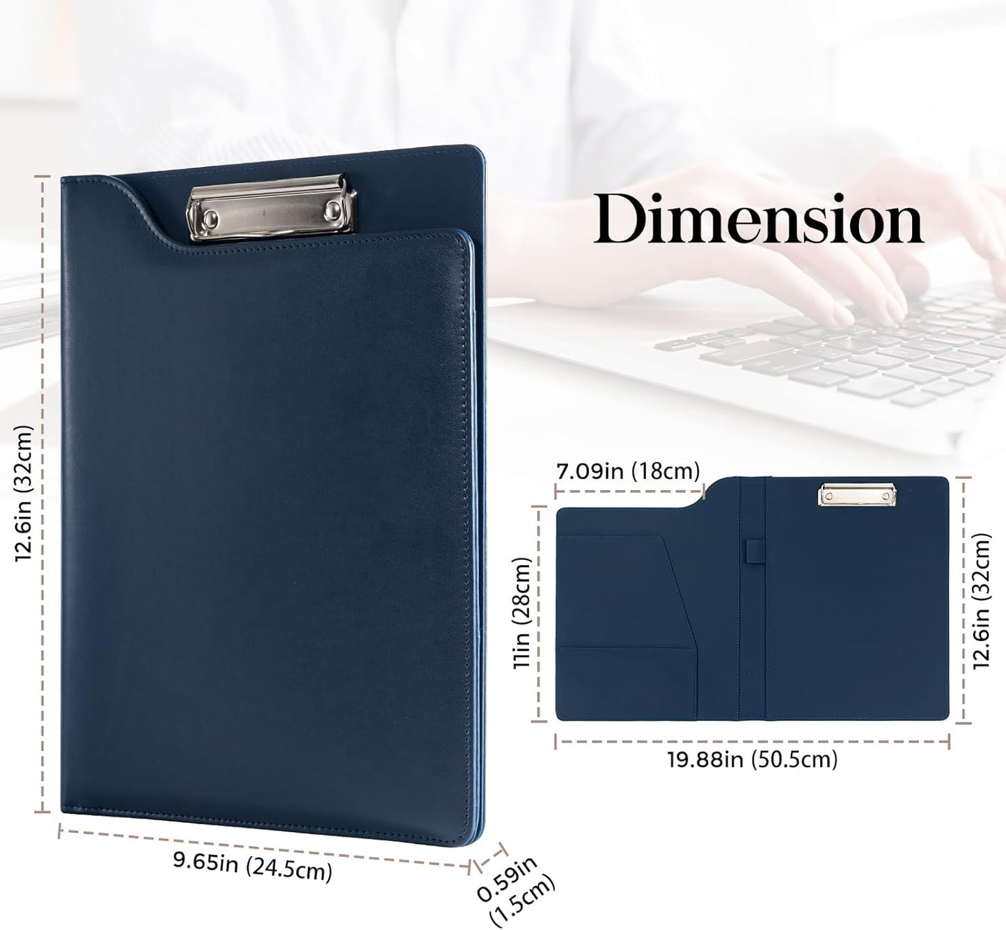 ProCase Clipboard Folder Portfolio, A4 Leather Padfolio Clipboard, Professional Business Portfolio Folder for Interview Resume Office Conference -Black