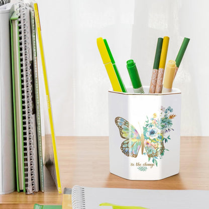 Pen Holder, Pencil Holder for Desk, Marble Desk Organizer Cute, Durable Ceramic Pencil Cup, Decorative Makeup Brush Holder Cup, Stationery Holder for Office, Home, Gray Marble