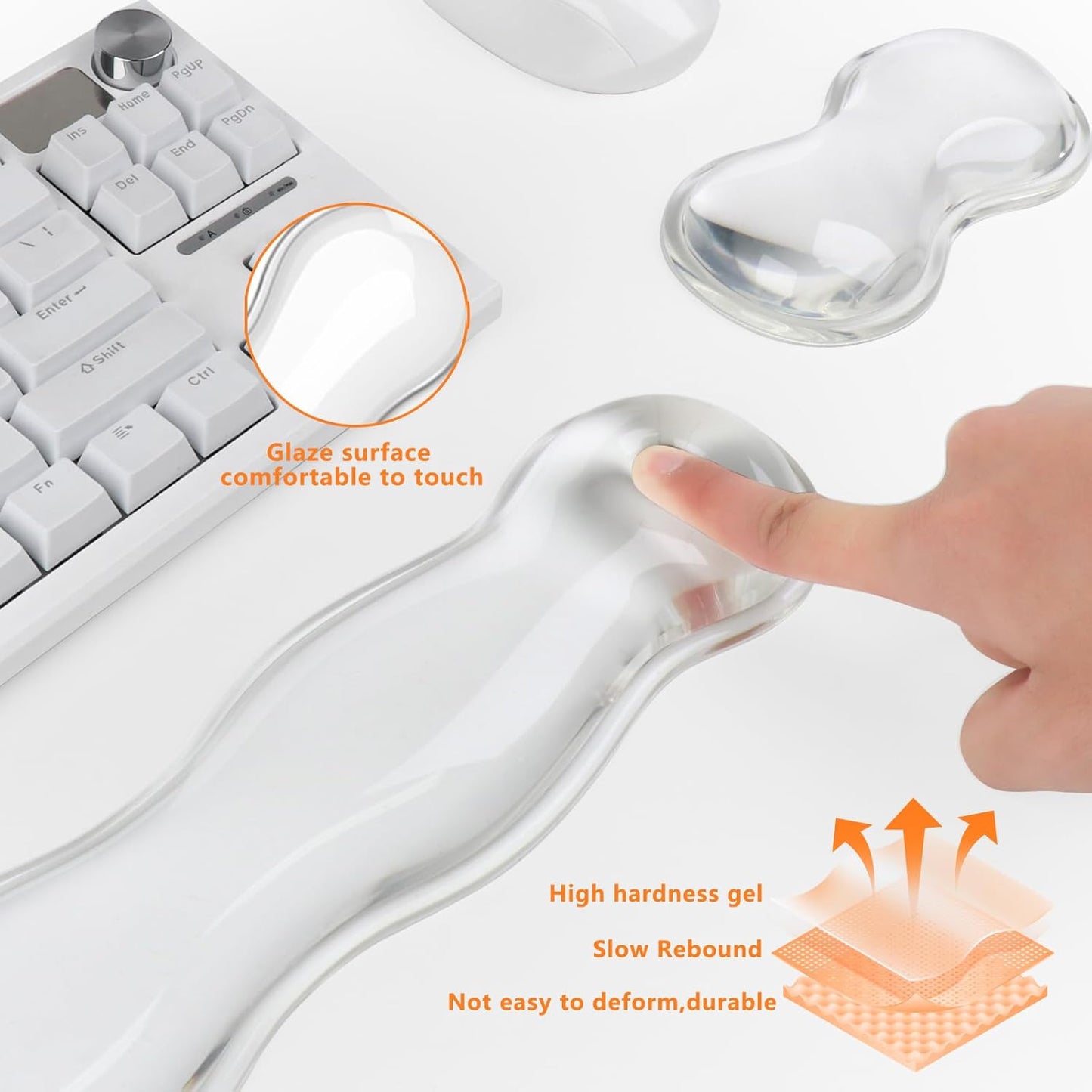 Gel Cloud Keyboard and Mouse Wrist Rest, Cute Wrist Support and Arm Support Keyboard Rest for Keyboard and Mouse Typing Pain Relief，Suitable for Office/Computer/Laptop/Gaming（White）