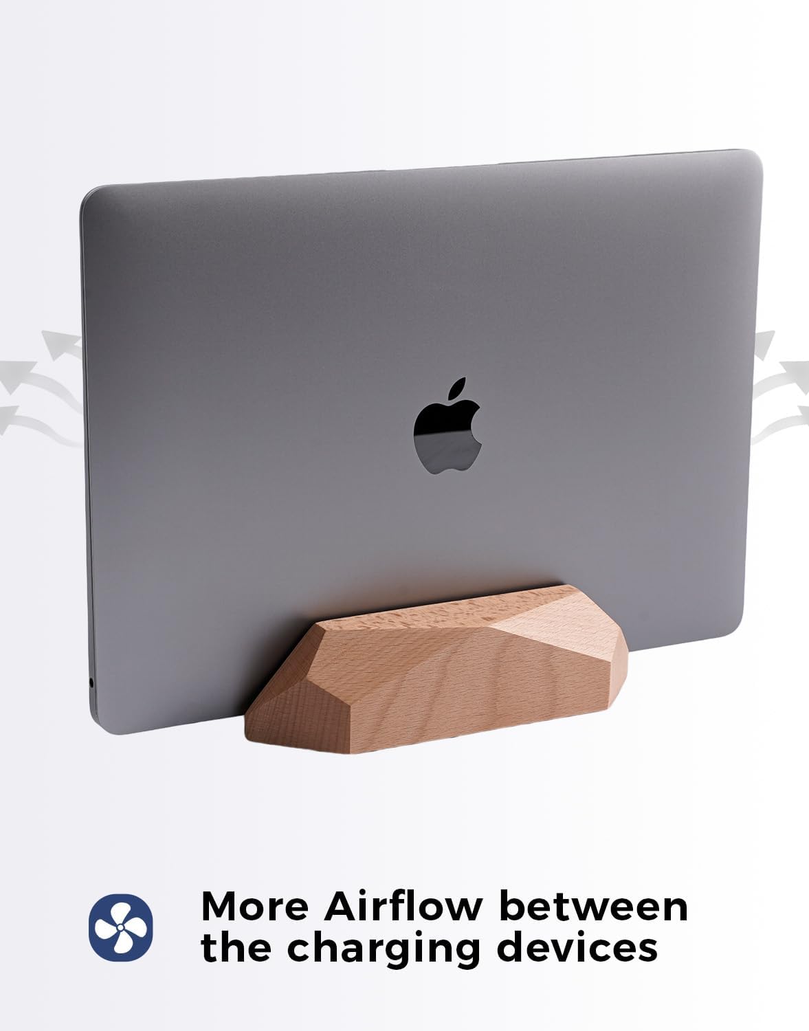 Dual Laptop Holder Adjustable Vertical Laptop Stand, 2 Slots MacBook Stand Wood,Wooden Laptop Stand,Vertical Laptop Holder for Desk, Widen Dock Fits All MacBook/Surface pro