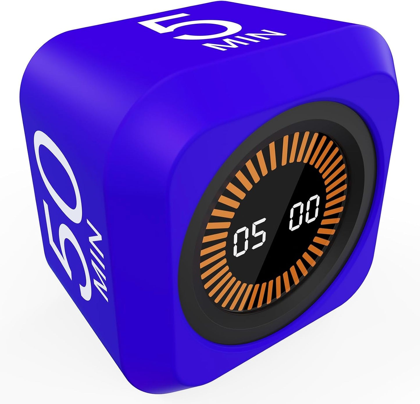 Rotating Cube Visual Pomodoro Timer 5, 25, 10 50 Minutes Preset + Custom Countdown, Rechargeable Desk Productivity Flip Timer with Detachable Silicone Cover for ADHD Study Work Kitchen School (White)