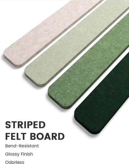 Fluxynara Cork Board Alternative Felt Strip Board 8-Pack 13"x2", Office Pin Board with 50 Push Pins, Adhesive Install for Bedroom Door & Home Office(Linen Dusk)
