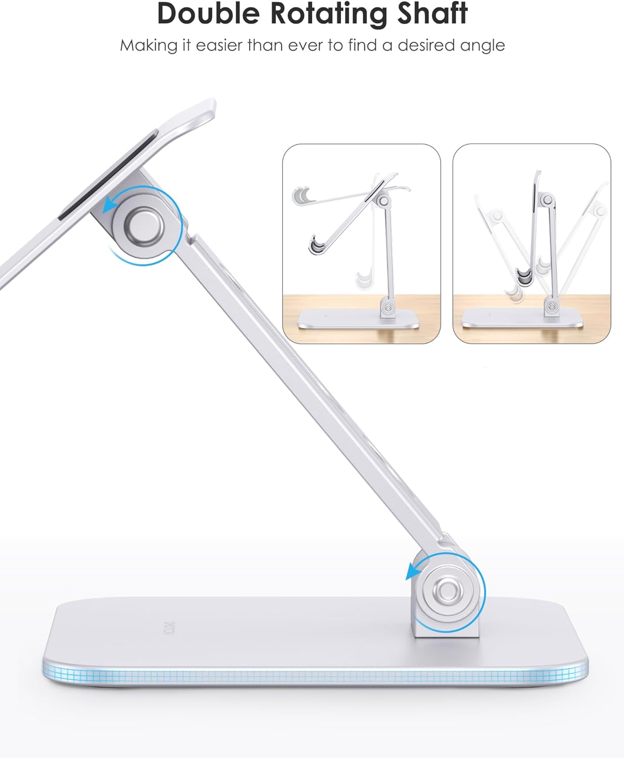OMOTON Upgraded Adjustable Tablet Stand Holder, Heavy Duty Foldable Portable Monitor Stand, Travel Essentials for iPad Pro/Air/Mini, Surface Pro, 4.7''-15.6', Black