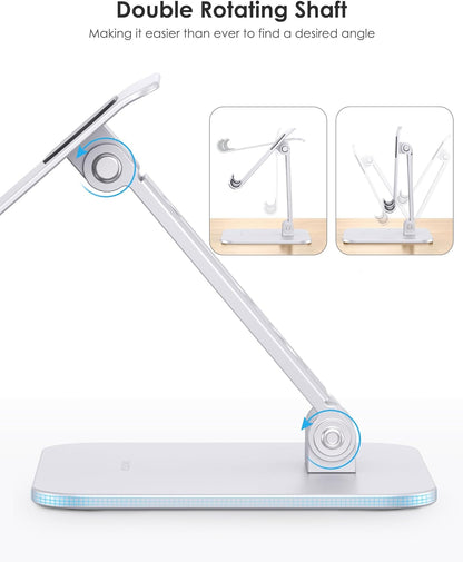 OMOTON Upgraded Adjustable Tablet Stand Holder, Heavy Duty Foldable Portable Monitor Stand, Travel Essentials for iPad Pro/Air/Mini, Surface Pro, 4.7''-15.6', Black
