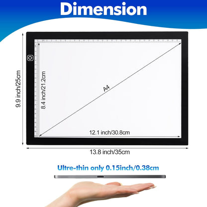 Dorhui A4 Light Pad for Weeding Vinyl, LED Copy Board Light Tracing Box Ultra-Thin Adjustable USB Power for Vinyl Weeding Tools, Silhouettes, Cameos, HTV